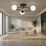 LED και κρυστάλλινος πολυέλαιος ORBIT, 66cm, 3xE27, Σφαίρες, Μαύρο