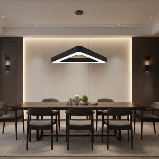 Κρεμαστός πολυέλαιος LED ANGLE, 60cm, 25W, Ρυθμιζόμενο ύψος, Ψυχρό φως, Μαύρο, Μεταλλικό και Ακρυλικό