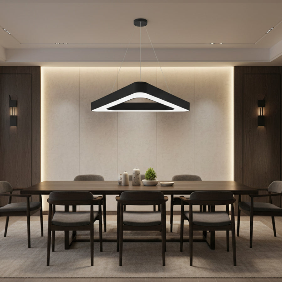 Κρεμαστός πολυέλαιος LED ANGLE, 60cm, 25W, Ρυθμιζόμενο ύψος, Ψυχρό φως, Μαύρο, Μεταλλικό και Ακρυλικό