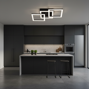 Πολυέλαιος LED με τηλεχειριστήριο GEO 43W, 3 Τετράγωνα, Κρύο/Ζεστό/Ουδέτερο φως, Ρυθμιζόμενο, Μεταλλικό και Ακρυλικό, Μαύρο