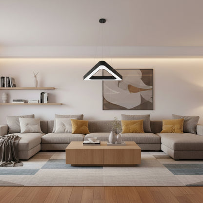 Κρεμαστός πολυέλαιος LED ANGLE, 60cm, 25W, Ρυθμιζόμενο ύψος, Ψυχρό φως, Μαύρο, Μεταλλικό και Ακρυλικό