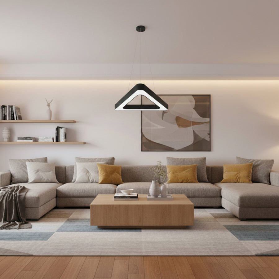 Κρεμαστός πολυέλαιος LED ANGLE, 60cm, 25W, Ρυθμιζόμενο ύψος, Ψυχρό φως, Μαύρο, Μεταλλικό και Ακρυλικό