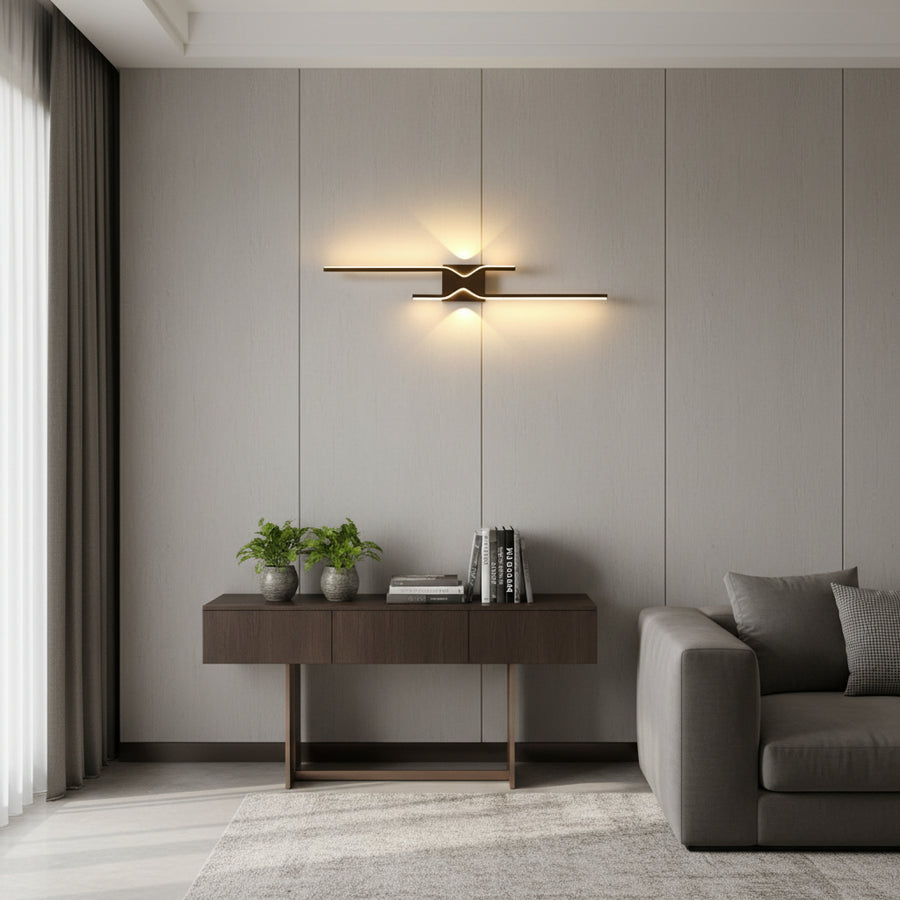 FENG Διακοσμητικό φωτιστικό τοίχου LED, 19W, 60cm, Ζεστό / Ουδέτερο / Ψυχρό φως, Μαύρο, Μεταλλικό και Ακρυλικό