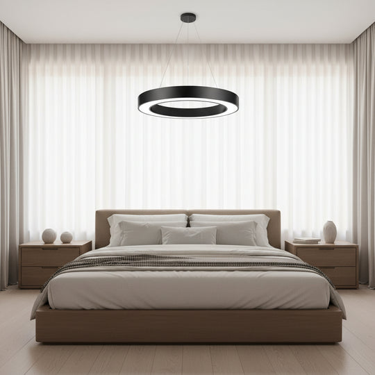 Κρεμαστός πολυέλαιος LED ANGLE, D52cm, 25W, Ρυθμιζόμενο ύψος, Ψυχρό φως, Μαύρο, Μεταλλικό και Ακρυλικό