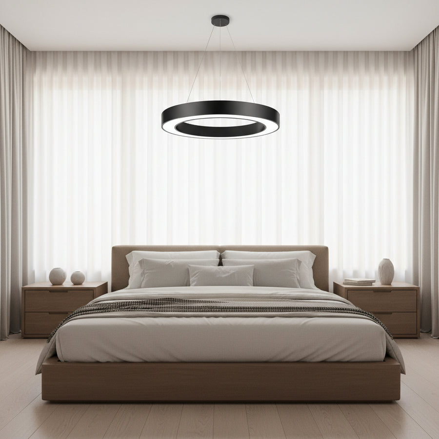 Κρεμαστός πολυέλαιος LED ANGLE, D52cm, 25W, Ρυθμιζόμενο ύψος, Ψυχρό φως, Μαύρο, Μεταλλικό και Ακρυλικό