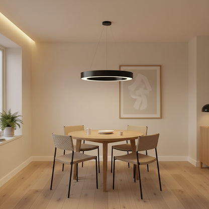 Κρεμαστός πολυέλαιος LED ANGLE, D52cm, 25W, Ρυθμιζόμενο ύψος, Ψυχρό φως, Μαύρο, Μεταλλικό και Ακρυλικό