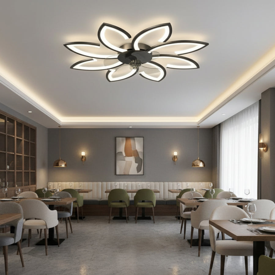 Πολυέλαιος ANEMO Fan LED με Τηλεχειριστήριο, 47W, D87cm, Κρύο/Ουδέτερο/Ζεστό φως, Μαύρο