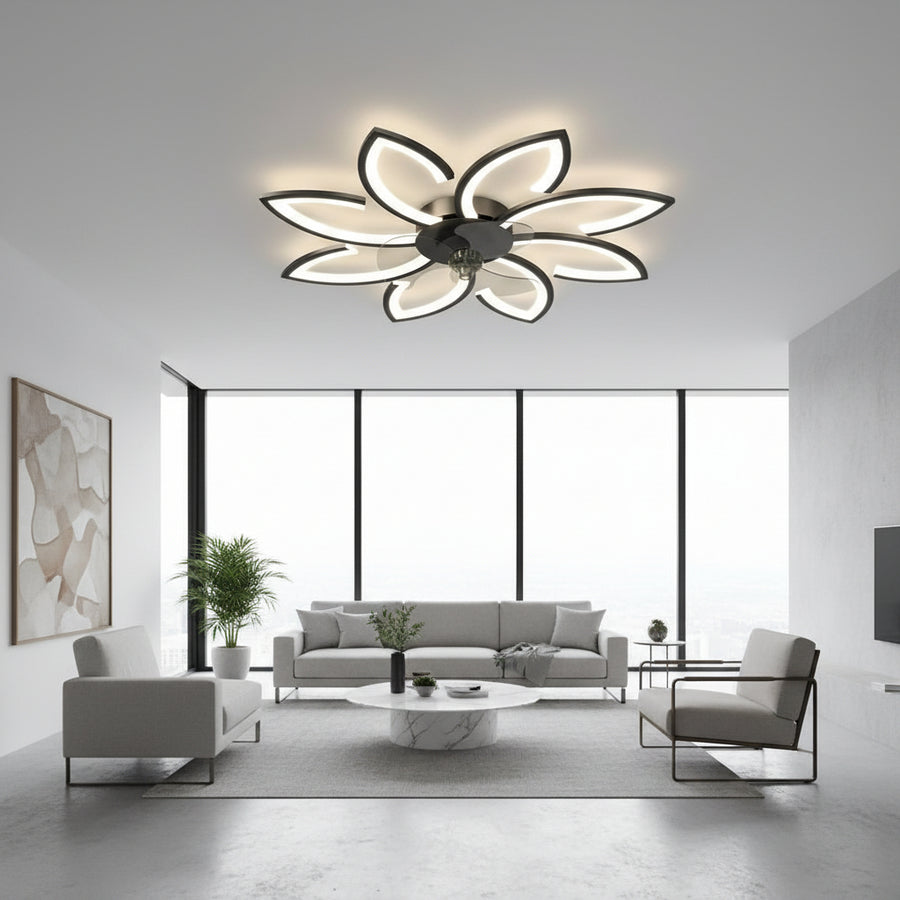 Πολυέλαιος ANEMO Fan LED με Τηλεχειριστήριο, 47W, D87cm, Κρύο/Ουδέτερο/Ζεστό φως, Μαύρο
