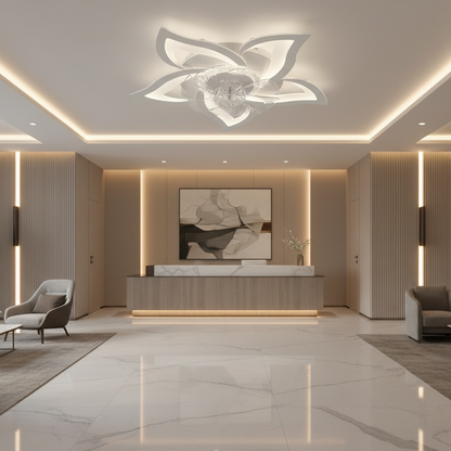 Πολυέλαιος DAFIA Fan LED με Τηλεχειριστήριο, 49W, D85cm, Κρύο/Ουδέτερο/Ζεστό φως, Λευκό