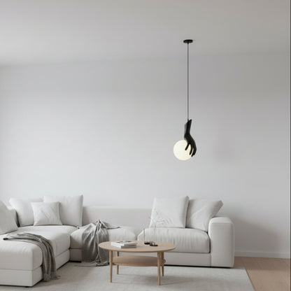 Πολυέλαιος MANOS, 13x120cm, 1xE27, Γυαλί και Ρητίνη, Μαύρο