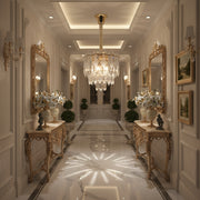 Crystal Chandelier VELVET Petito, 3xE14, D30 cm, Χρυσό, Ρυθμιζόμενο Ύψος, Μέταλλο και Κρύσταλλο