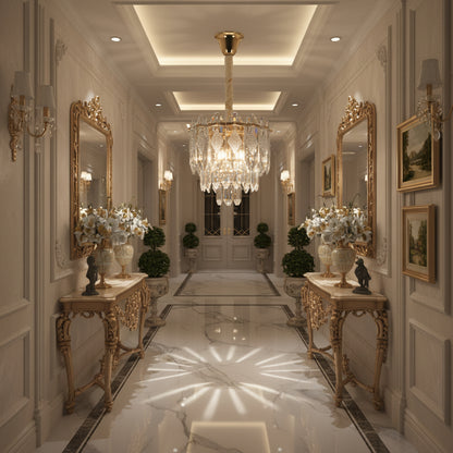 Crystal Chandelier VELVET Petito, 3xE14, D30 cm, Χρυσό, Ρυθμιζόμενο Ύψος, Μέταλλο και Κρύσταλλο