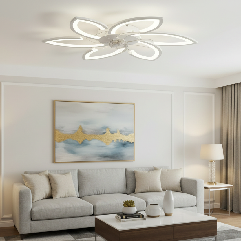 Πολυέλαιος ANEMO Fan LED με Τηλεχειριστήριο, 36W, D76,5cm, Κρύο/Ουδέτερο/Ζεστό φως, Λευκό