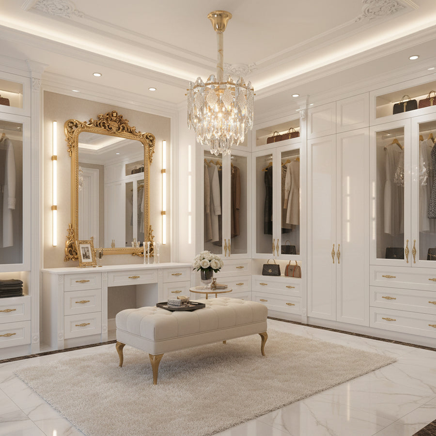 Crystal Chandelier VELVET Petito, 3xE14, D30 cm, Χρυσό, Ρυθμιζόμενο Ύψος, Μέταλλο και Κρύσταλλο