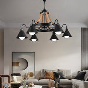 Vintage πολυέλαιος με σχοινί LV584/6BK, 6xE27 Dark Wood Vintage Chandeliers Προεπιλεγμένος τίτλος Alessandro Design