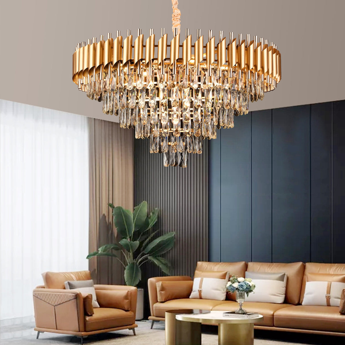 VERSAILLES Supremo Crystal Chandelier, CC900/800GD, 12xE14, Diameter 80cm, Shiny Gold, Ρυθμιζόμενο ύψος, Metal and Crystal Crystal Chandeliers Προεπιλεγμένος τίτλος Alessandro Design