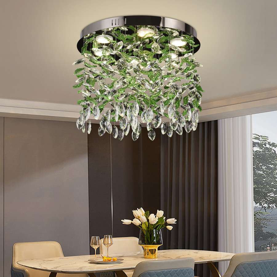 Crystal LED Chandelier LLC211/400GN Στρογγυλός, 22W, Κρύο/Ζεστό/Ουδέτερο φως, Πράσινα κρύσταλλα, Γυαλιστερό Chrome Crystal Chandeliers Προεπιλεγμένος τίτλος Alessandro Design