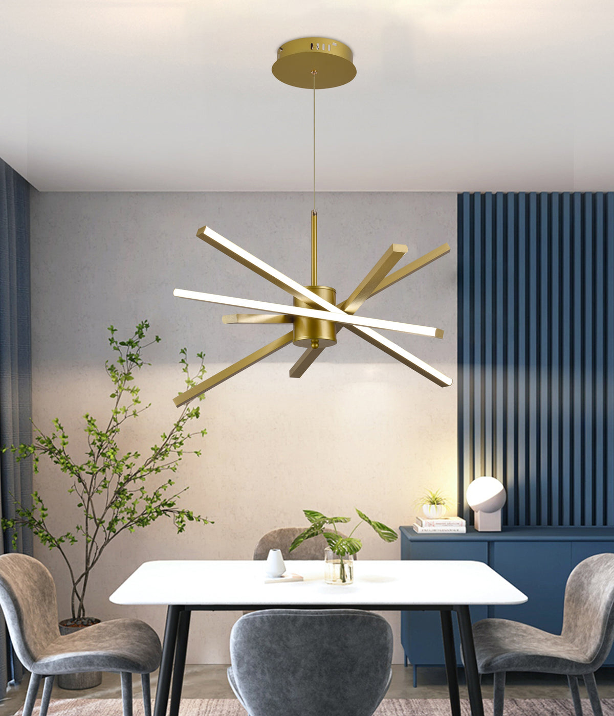 Πολυέλαιος LED με Τηλεχειριστήριο LT176/5GD, 69W, 5 Στοιχεία, Κρύο/Ζεστό/Ουδέτερο φως 3000K/4000K/6000K, Ρυθμιζόμενο, Χρυσό, Ρυθμιζόμενο ύψος, Μεταλλικοί και Ακρυλικοί πολυέλαιοι LED με Τηλεχειριστήριο Προεπιλεγμένη σχεδίαση Τίτλος A
