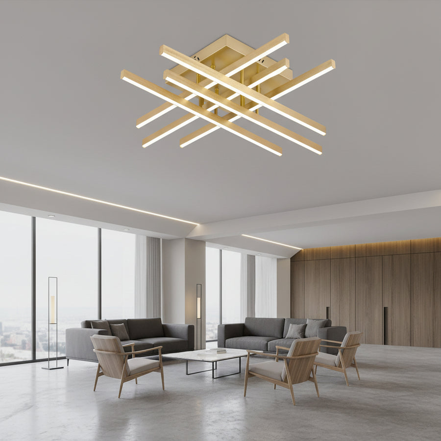 Πολυέλαιος LED με Τηλεχειριστήριο LINEX, 108W, Light 3000K/4000K/6000K, Dimmable, Gold πολυέλαιοι LED με τηλεχειριστήριο Προεπιλεγμένος τίτλος Alessandro Design