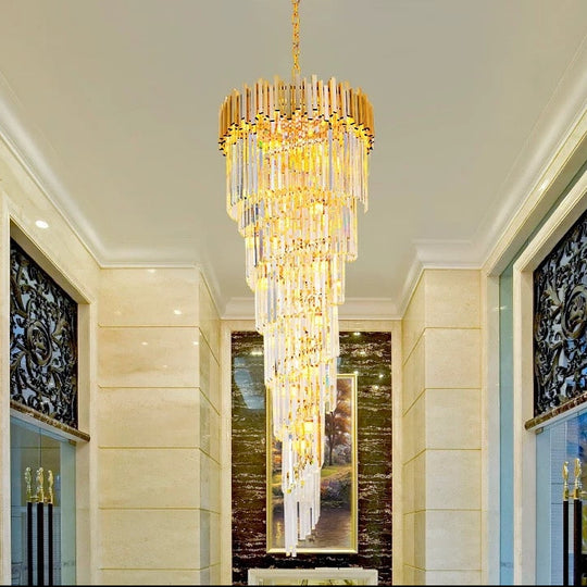 Crystal Chandelier CC110/600x1800GD, 28xE14, Διάμετρος 60cm, Ύψος 180cm, Γυαλιστερό χρυσό, Ρυθμιζόμενο ύψος, Κομψή σχεδίαση Crystal Chandeliers Προεπιλεγμένος τίτλος Alessandro Design