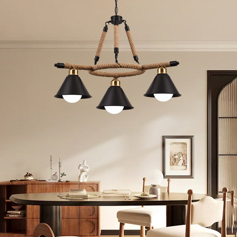 Vintage Hanging Chandelier, LV571/3BK, 3xG9, Brown, Metal and String Vintage Chandeliers Προεπιλεγμένος τίτλος Alessandro Design
