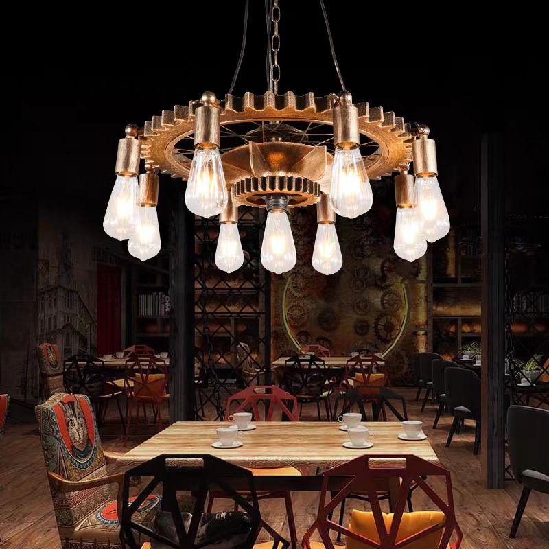 Vintage πολυέλαιος με σχοινί LV591/9BK, 9xE27 Dark Wood Vintage Chandeliers Προεπιλεγμένος τίτλος Alessandro Design
