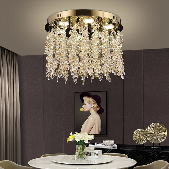 Crystal LED Chandelier LLC213/400GD Στρογγυλός, 22W, Δροσερό/Ζεστό/Ουδέτερο φως, Κρύσταλλο, Χρυσό