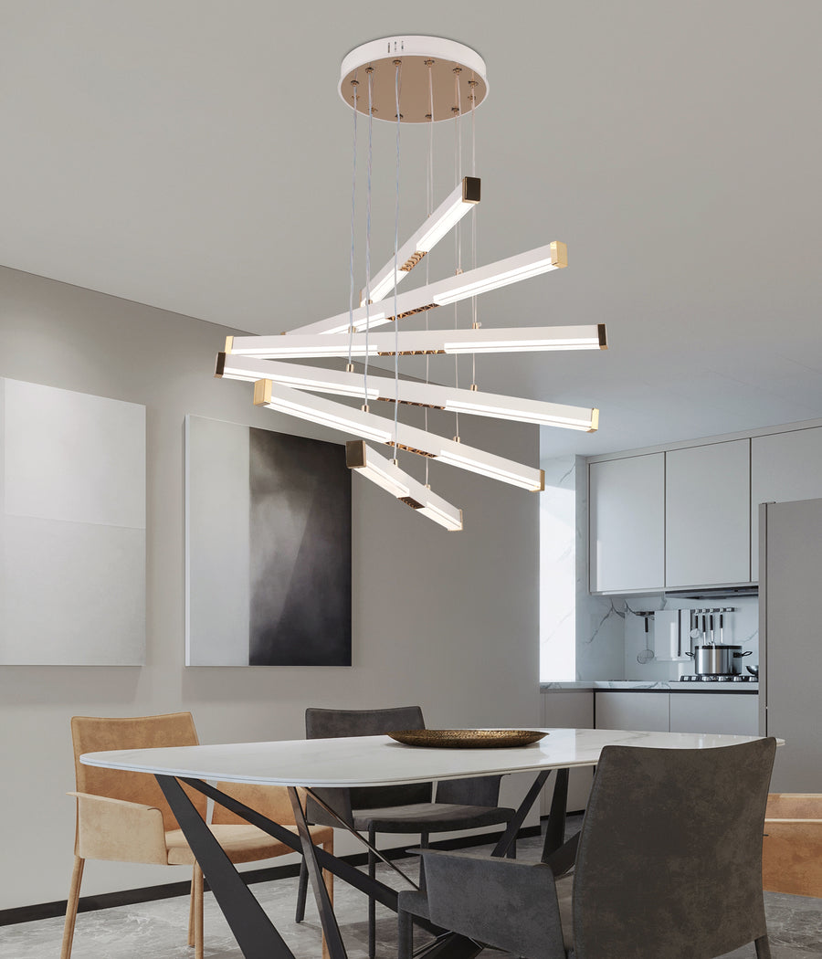 Κρεμαστός ακρυλικός πολυέλαιος LED LT183/6WH, 81W, Light 3000/4000/6000K, Λευκοί, ρυθμιζόμενου ύψους LED πολυέλαιοι με τηλεχειριστήριο Προεπιλεγμένος τίτλος Alessandro Design