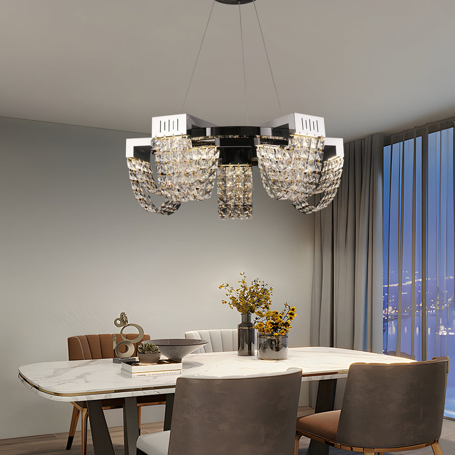 Κρυστάλλινος πολυέλαιος LED 15W, STRATUS Magno, διάμετρος 50 cm, γυαλιστερό χρώμιο, ζεστό ουδέτερο κρύο φως 3000K/4000K/6000K ρυθμιζόμενο ύψος, μεταλλικοί και κρύσταλλοι πολυέλαιοι Προεπιλεγμένος τίτλος Alessandro Design