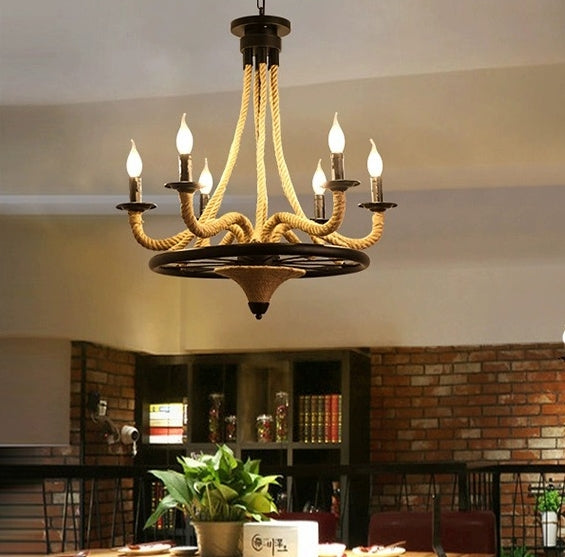 Vintage Hanging Chandelier, LV581/6BK, 6xG9 Brown, Metal and String Vintage Chandeliers Προεπιλεγμένος τίτλος Alessandro Design