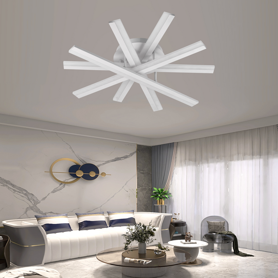 Πολυέλαιος LED με τηλεχειριστήριο ZOE, 67W, Κρύο/Ζεστό/Ουδέτερο φως, Ρυθμιζόμενο, Λευκός πολυέλαιος LED με τηλεχειριστήριο Προεπιλεγμένος τίτλος Alessandro Design
