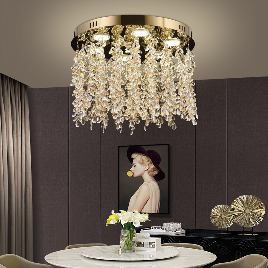 Crystal LED Chandelier LLC213/550GD Στρογγυλός, 29W, Δροσερό/Ζεστό/Ουδέτερο φως, Κρύσταλλοι, Γυαλιστερό χρυσό Crystal Chandeliers Προεπιλεγμένος τίτλος Alessandro Design