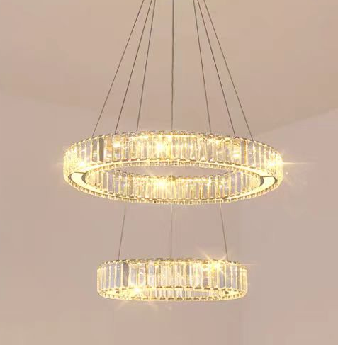 Πολυέλαιος LED με Τηλεχειριστήριο LLC130/2CH, κρύσταλλο και μέταλλο, 62W, 2 κύκλοι, ρυθμιζόμενο, ρυθμιζόμενο ύψος, δροσερό/θερμό/ουδέτερο φως, πολυέλαιοι φωτισμού LED με τηλεχειριστήριο προεπιλεγμένος τίτλος Alessandro Design
