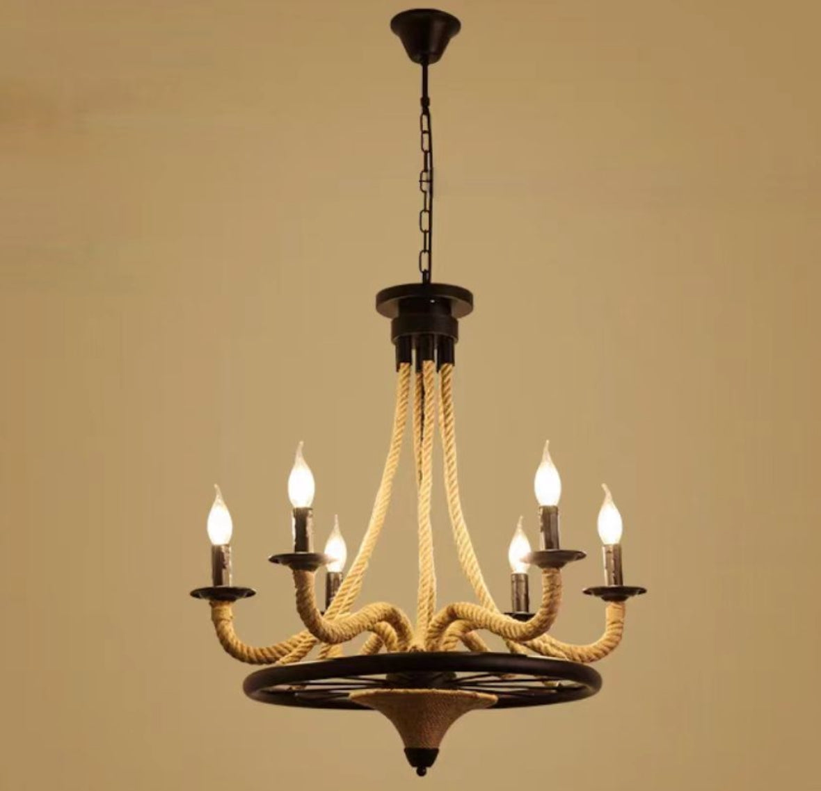 Vintage Hanging Chandelier, LV581/6BK, 6xG9 Brown, Metal and String Vintage Chandeliers Προεπιλεγμένος τίτλος Alessandro Design