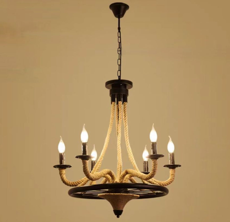 Vintage Hanging Chandelier, LV581/6BK, 6xG9 Brown, Metal and String Vintage Chandeliers Προεπιλεγμένος τίτλος Alessandro Design