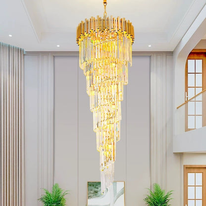 Crystal Chandelier CC110/600x1800GD, 28xE14, Διάμετρος 60cm, Ύψος 180cm, Γυαλιστερό χρυσό, Ρυθμιζόμενο ύψος, Κομψή σχεδίαση Crystal Chandeliers Προεπιλεγμένος τίτλος Alessandro Design
