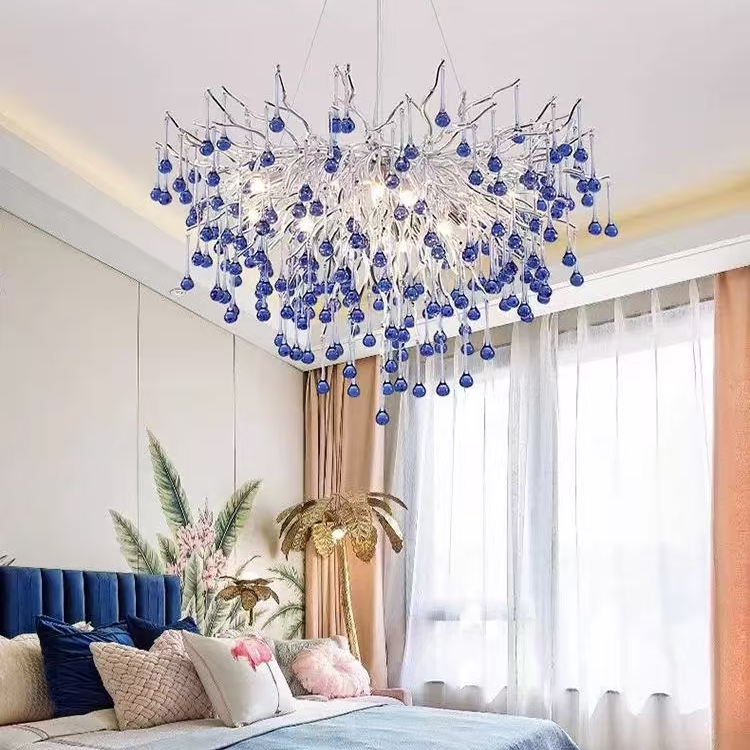 Crystal Chandelier CC335/600CH, 9x G9, Chrome and Blue Crystals, 60cm, Ρυθμιζόμενο ύψος Crystal Chandeliers Προεπιλεγμένος τίτλος Alessandro Design