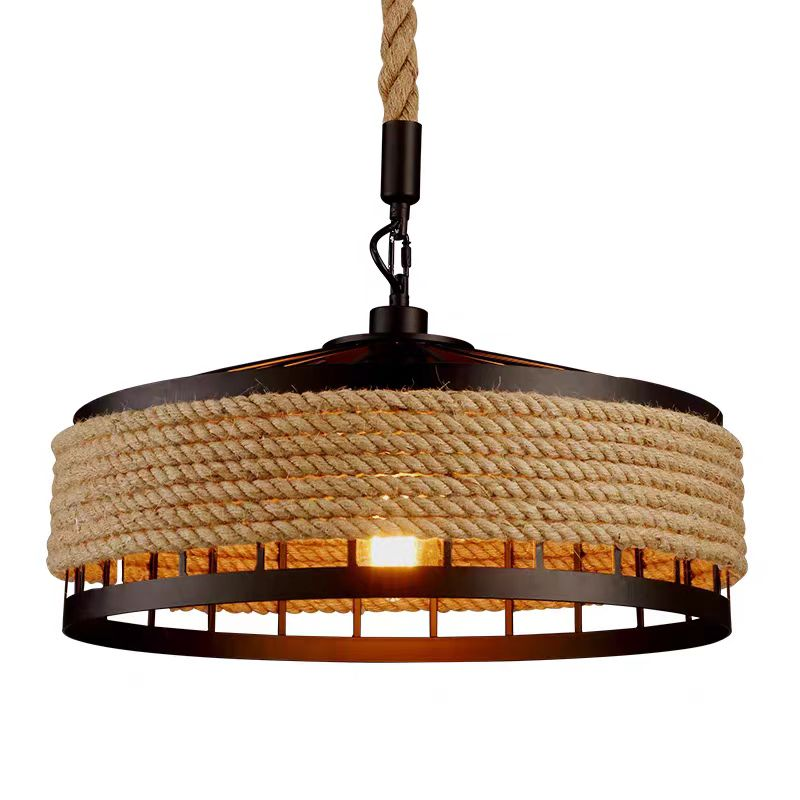 Vintage Chandelier LV300/300BK, 1xE27, Rustic Barn, String and Metal, 30cm, Brown Vintage Chandeliers Προεπιλεγμένος τίτλος Alessandro Design