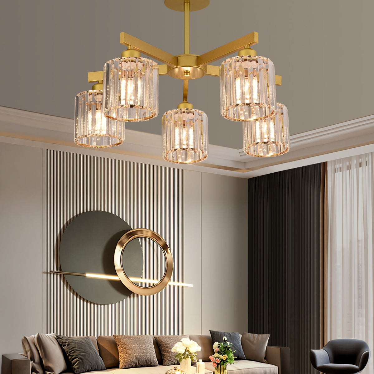 Modern Classic Chandelier LC110/5GD with Crystal, 5xE27, Gold, Metal and Crystal Classic Chandeliers Προεπιλεγμένος τίτλος Alessandro Design