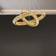 Πολυέλαιος LED με τηλεχειριστήριο, LLC132/300GD, κρύσταλλο και μέταλλο, 37W, 2 κύκλοι, με δυνατότητα ρύθμισης ρύθμισης, 3000K/4000K/6000K, Πολυέλαιοι LED φωτισμού πολυτελείας με τηλεχειριστήριο Προεπιλεγμένος τίτλος Alessandro Design