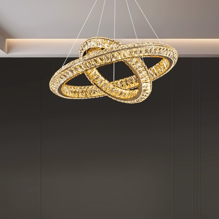 Πολυέλαιος LED με τηλεχειριστήριο, LLC132/300GD, κρύσταλλο και μέταλλο, 37W, 2 κύκλοι, με δυνατότητα ρύθμισης ρύθμισης, 3000K/4000K/6000K, Πολυέλαιοι LED φωτισμού πολυτελείας με τηλεχειριστήριο Προεπιλεγμένος τίτλος Alessandro Design