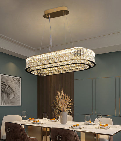 Πολυέλαιος LED με Τηλεχειριστήριο, LLC160/750X350GD, Κρύσταλλο και μέταλλο, 72W, Ρυθμιζόμενο, Ρυθμιζόμενο Ύψος, Ψυχρό/Ζεστό/Ουδέτερο φως, Πολυέλαιος φωτισμός LED με τηλεχειριστήριο Προεπιλεγμένος τίτλος Alessandro Design