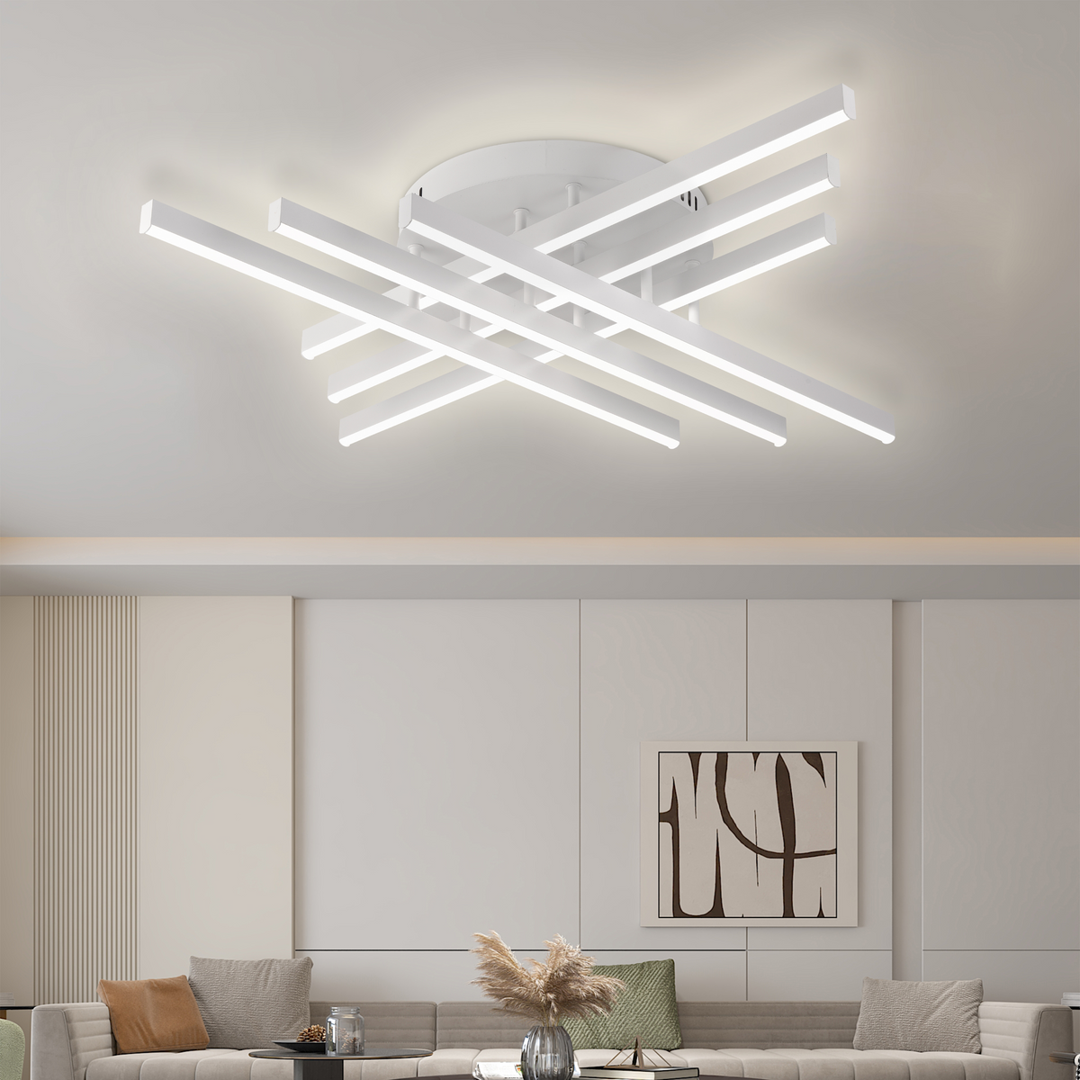 Πολυέλαιος LED με τηλεχειριστήριο, GIO, 81W, Κρύο/Ζεστό/Ουδέτερο φως, Λευκός πολυέλαιος LED με τηλεχειριστήριο Προεπιλεγμένος τίτλος Alessandro Design