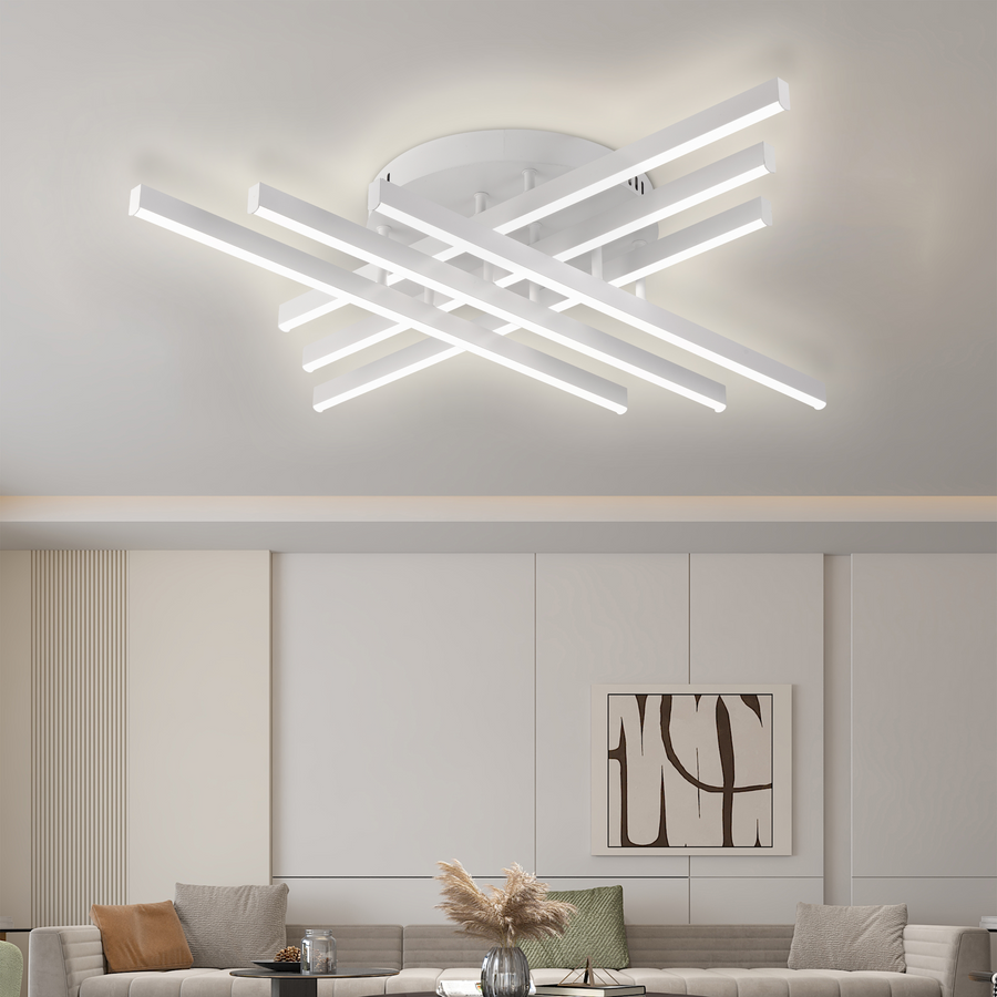Πολυέλαιος LED με τηλεχειριστήριο, GIO, 81W, Κρύο/Ζεστό/Ουδέτερο φως, Λευκός πολυέλαιος LED με τηλεχειριστήριο Προεπιλεγμένος τίτλος Alessandro Design
