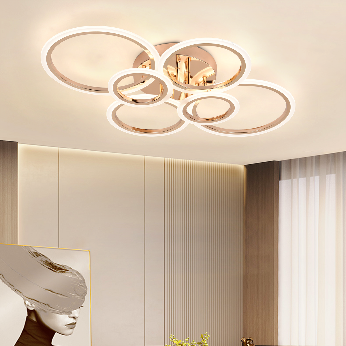 Πολυέλαιος LED με τηλεχειριστήριο BETTY 81W, 6 κύκλοι, κρύο/θερμό/ουδέτερο φως, ρυθμιζόμενο, λαμπερό χρυσό LED πολυέλαιοι με τηλεχειριστήριο Προεπιλεγμένος τίτλος Alessandro Design