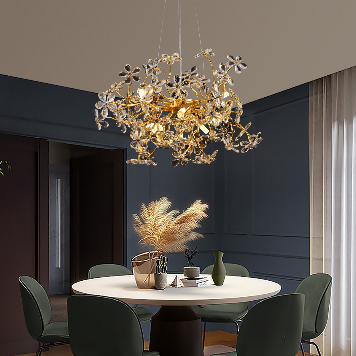 AURAFLOR Magno Crystal Chandelier, 9x G9, Chrome and Crystals, 55cm, Ρυθμιζόμενο ύψος Crystal Chandeliers Προεπιλεγμένος τίτλος Alessandro Design