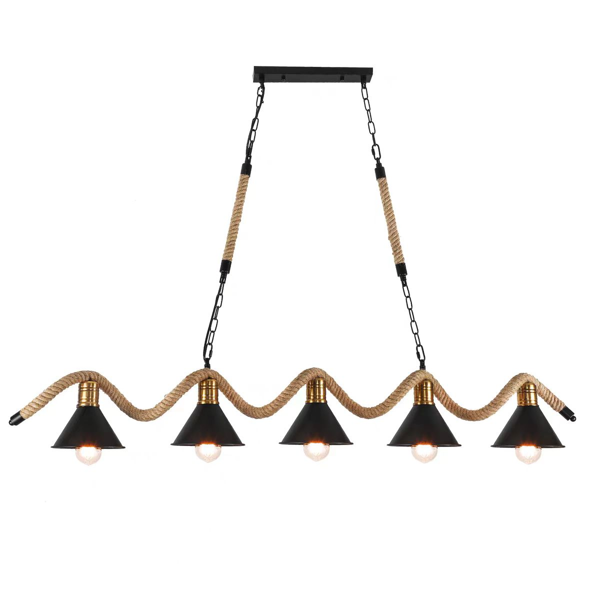 Rope Chandelier, 5xE27, Brown, Metal and String LV570/5BK Vintage Chandeliers Προεπιλεγμένος τίτλος Alessandro Design