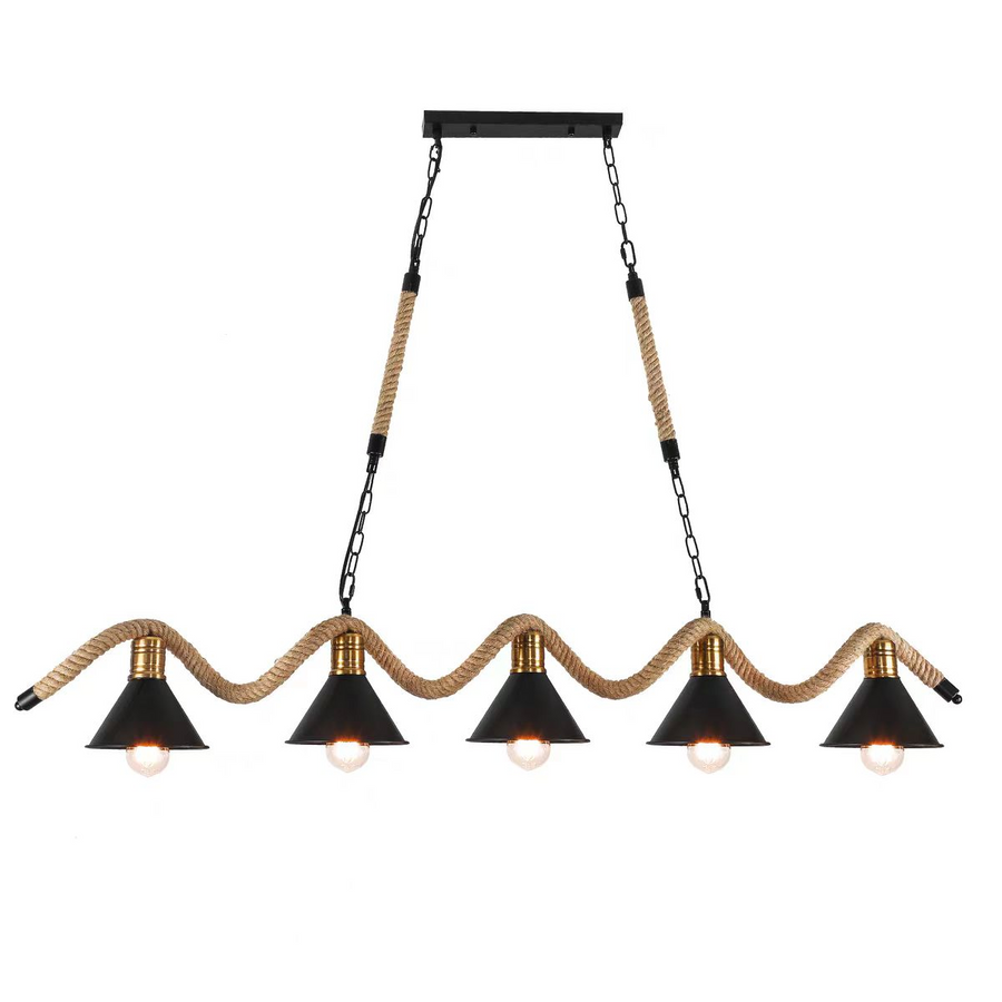 Rope Chandelier, 5xE27, Brown, Metal and String LV570/5BK Vintage Chandeliers Προεπιλεγμένος τίτλος Alessandro Design