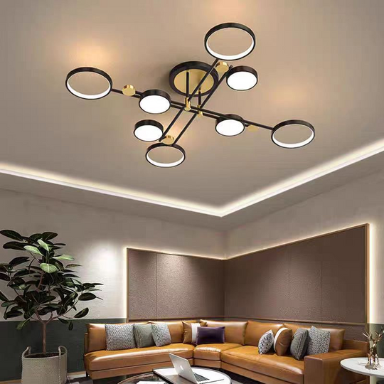 Πολυέλαιος LED με Τηλεχειριστήριο LT721/8BK+GD, 44W, 8 Στοιχεία, Θερμό/Ψυχρό/Ουδέτερο φως, Ρυθμιζόμενο, Μαύρο/Χρυσό LED Πολυέλαιοι με τηλεχειριστήριο Προεπιλεγμένος τίτλος Alessandro Design
