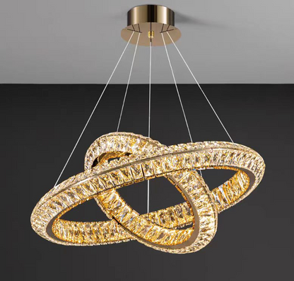 Πολυέλαιος LED με τηλεχειριστήριο, LLC132/300GD, κρύσταλλο και μέταλλο, 37W, 2 κύκλοι, με δυνατότητα ρύθμισης ρύθμισης, 3000K/4000K/6000K, Πολυέλαιοι LED φωτισμού πολυτελείας με τηλεχειριστήριο Προεπιλεγμένος τίτλος Alessandro Design
